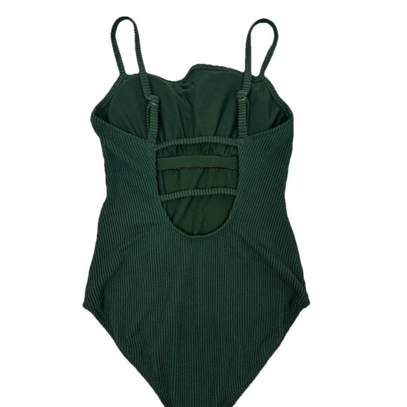 π Kona Sol Pucker Textured One Piece Swimsuit Dark Green M 8-10 NWT Adjustable - Picture 10 of 11